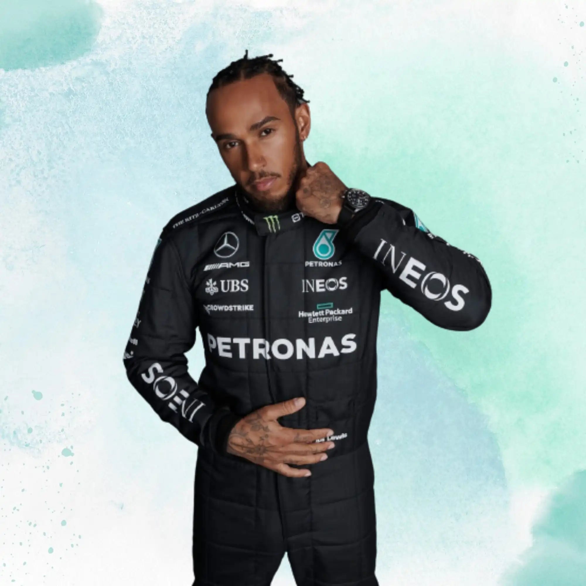 New 2023 Lewis Hamilton Mercedes-AMG Petronas F1 Team Replica Race Suit