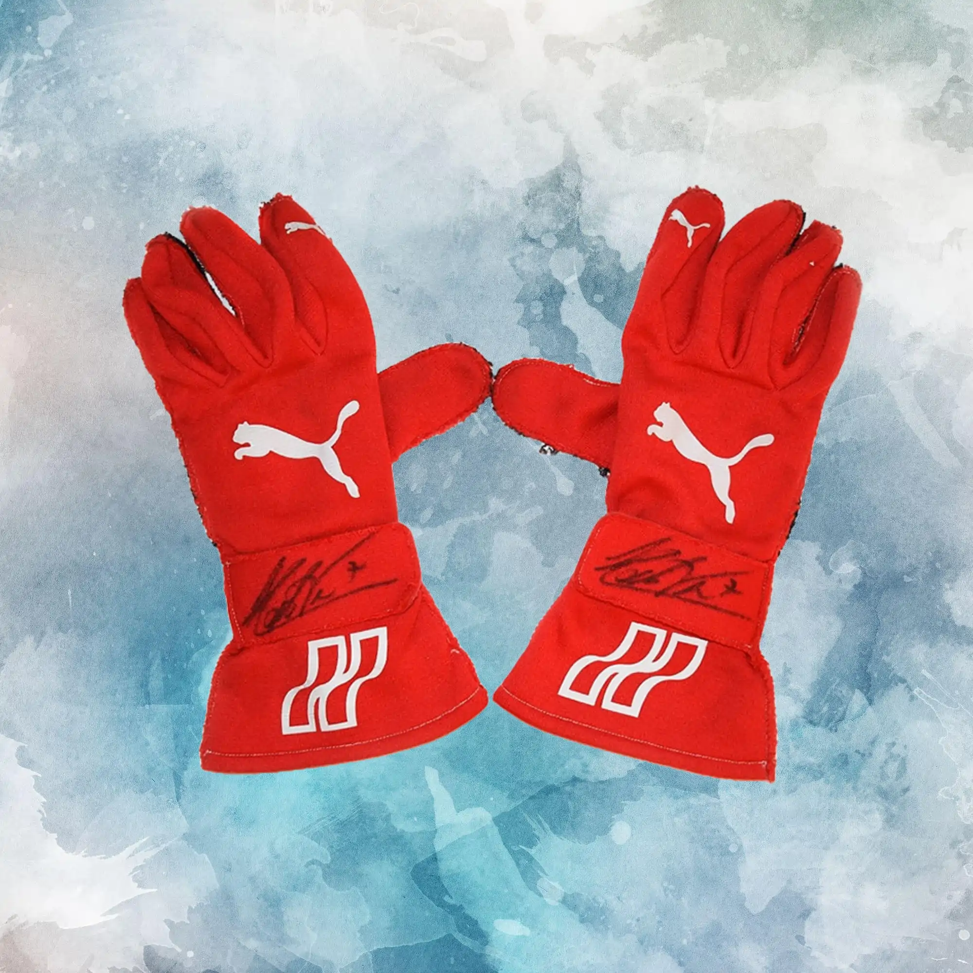 2017 Helio Castroneves, Race Worn Puma Gloves / Helio Castroneves Replica Race Gloves