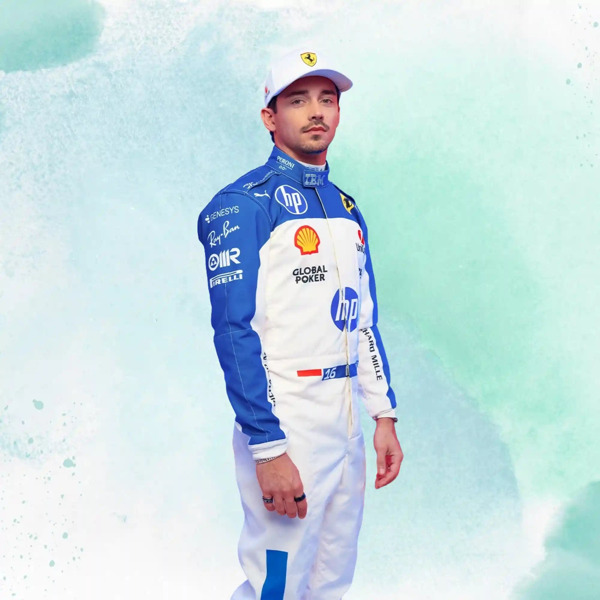 New 2025 Charles Leclerc Miami Grand Prix Scuderia Ferrari HP F1 Team Replica Racing Suit