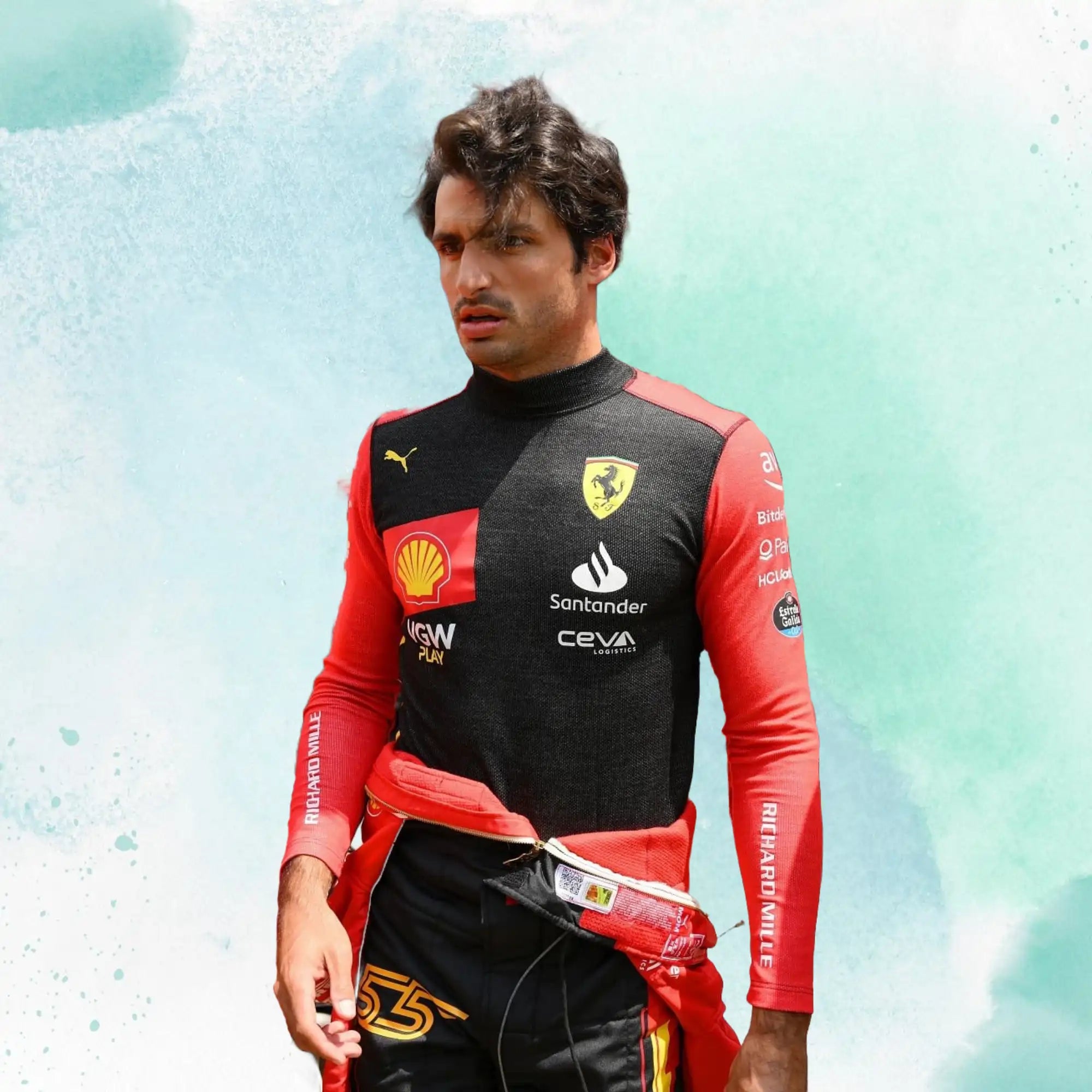 2023 Spain Carlos Sainz Jr Special Grand Prix Scuderia Ferrari F1 Replica Racing Suit