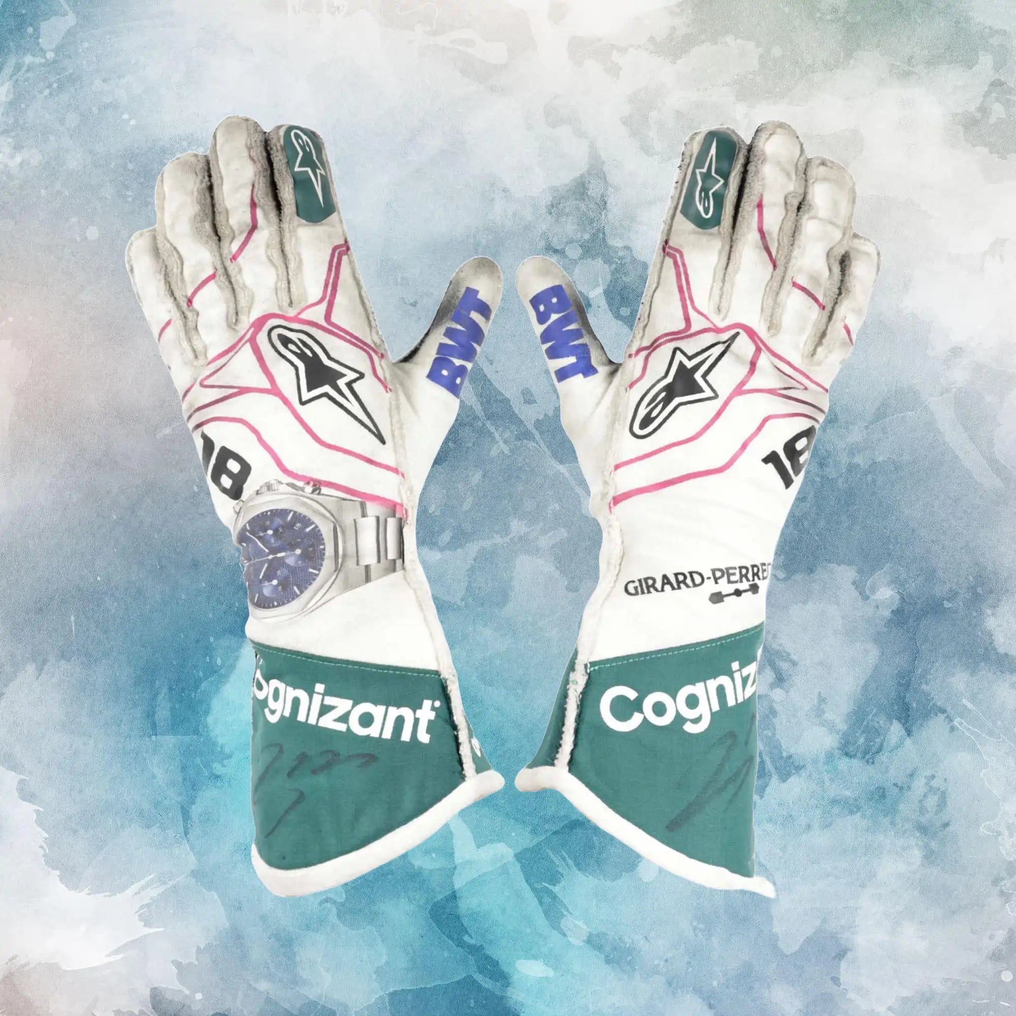 2021 Lance Stroll Aston Martin F1 Gloves / Aston Martin F1 Replica Race Gloves