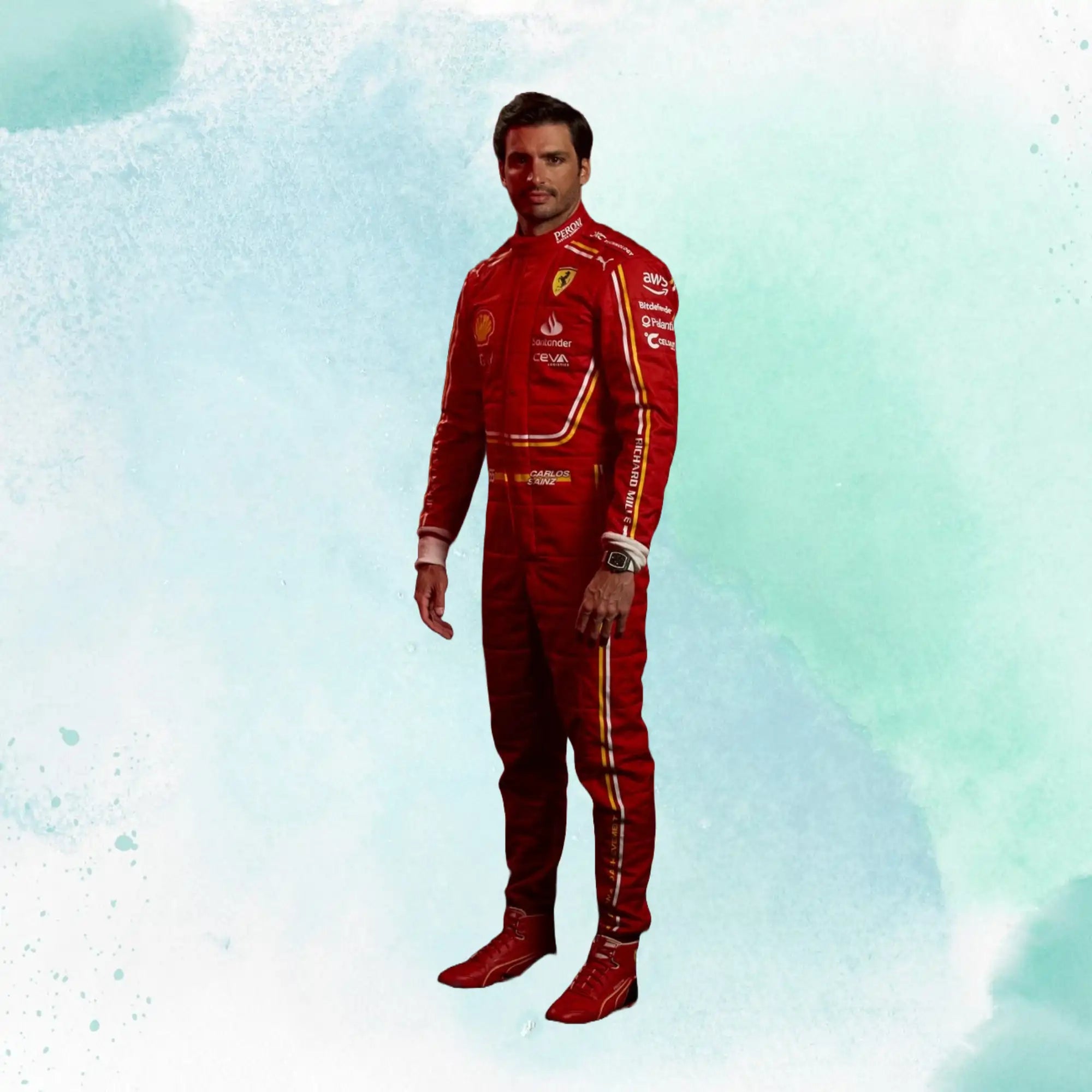 Carlos Sainz New 2024 Scuderia Ferrari F1 Team Replica Racing Suit