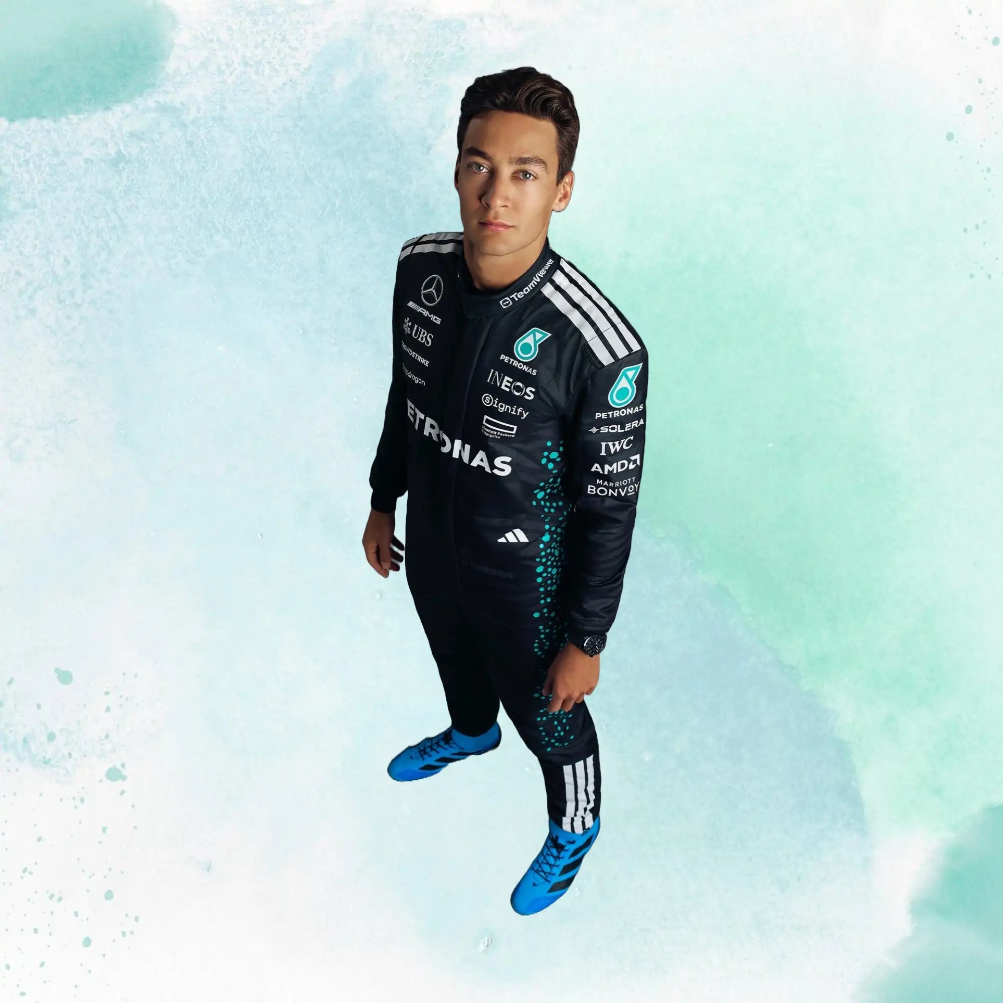 New 2025 George Russell Mercedes AMG F1 Replica Racing Suit