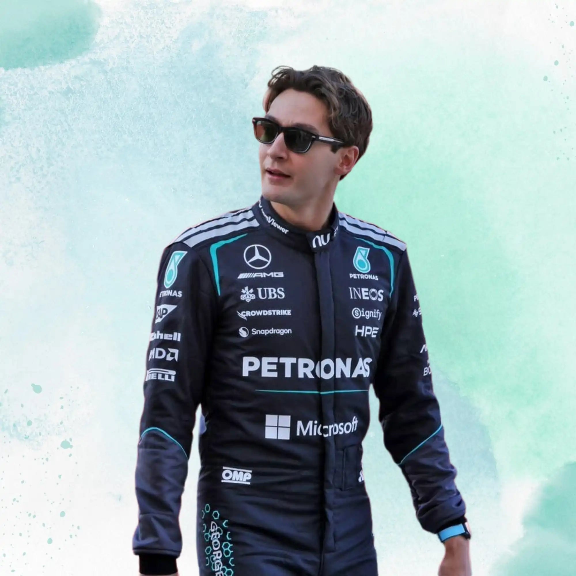 New 2026 George Russell Formula One Mercedes AMG F1 Team Replica Racing Suit