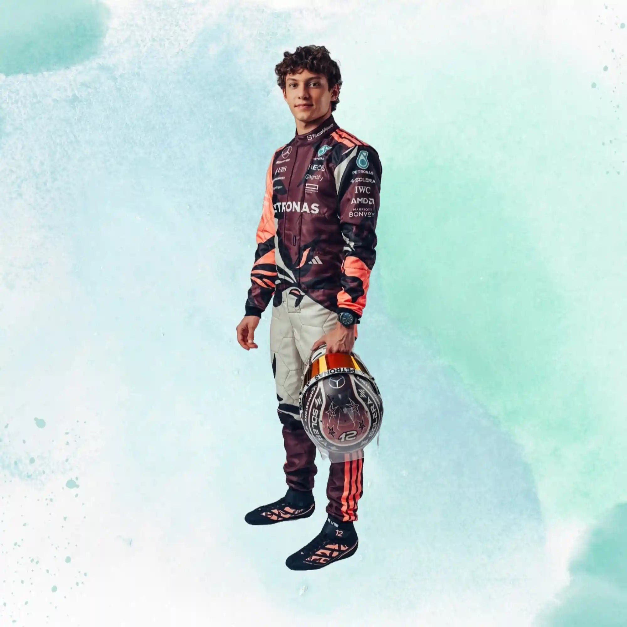 New 2025 George Russell & Andrea Kimi Antonelli Miami GP Mercedes AMG F1 Replica Racing Suit