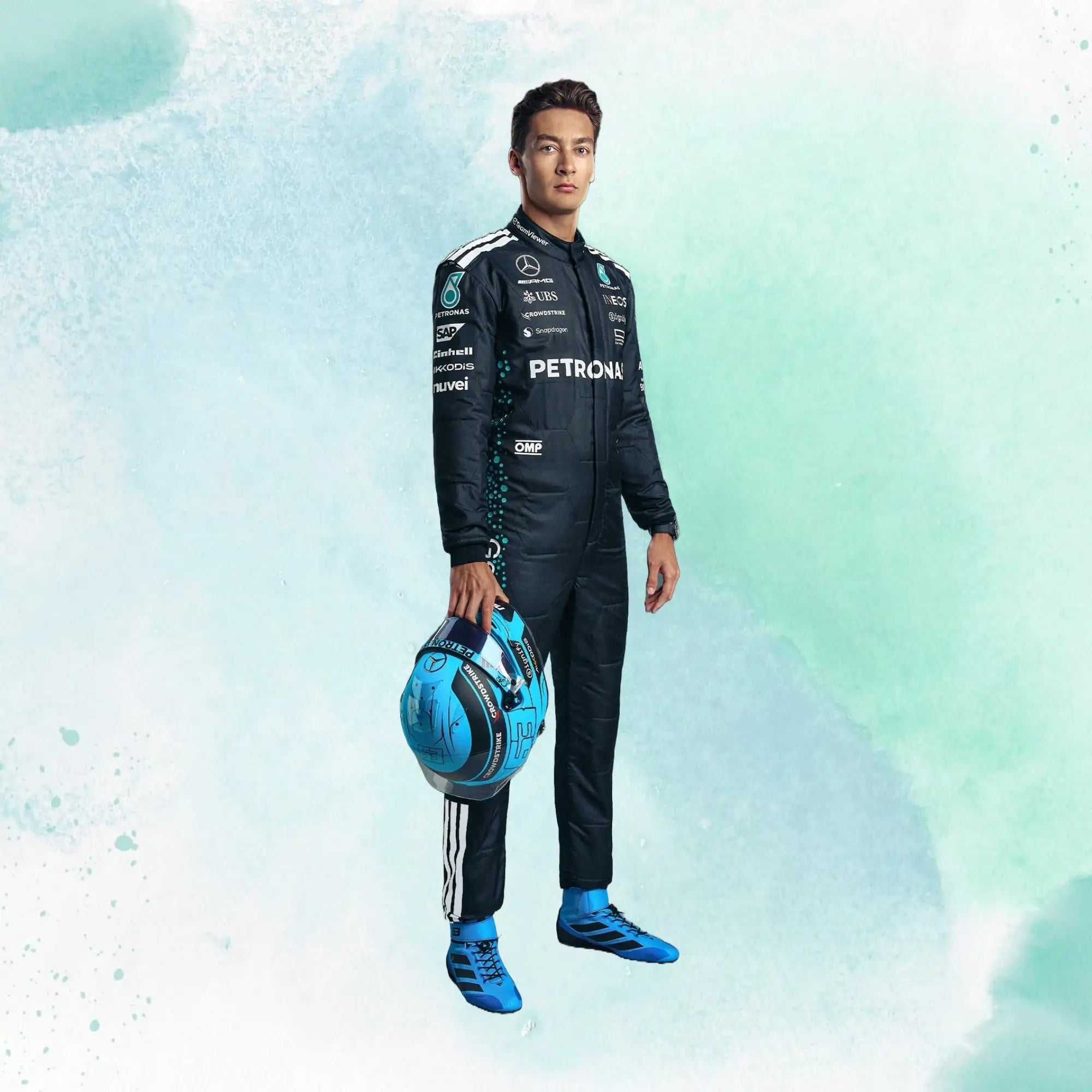 New 2025 George Russell Mercedes AMG F1 Replica Racing Suit