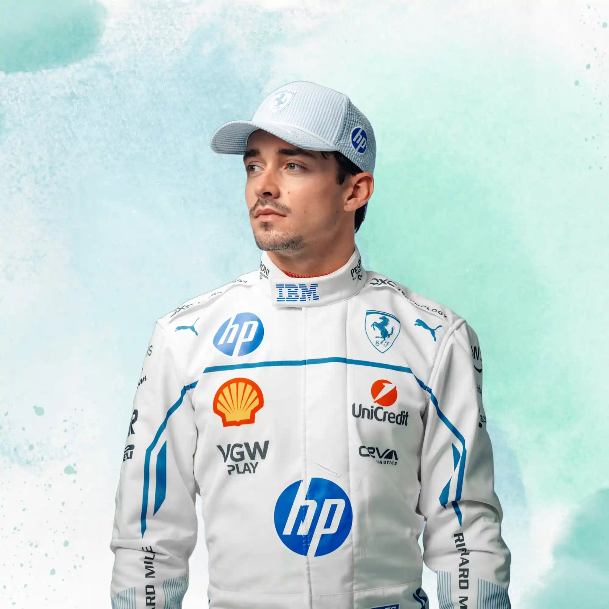 New 2025 Charles Leclerc Monaco GP Scuderia Ferrari HP F1 Team Replica Racing Suit