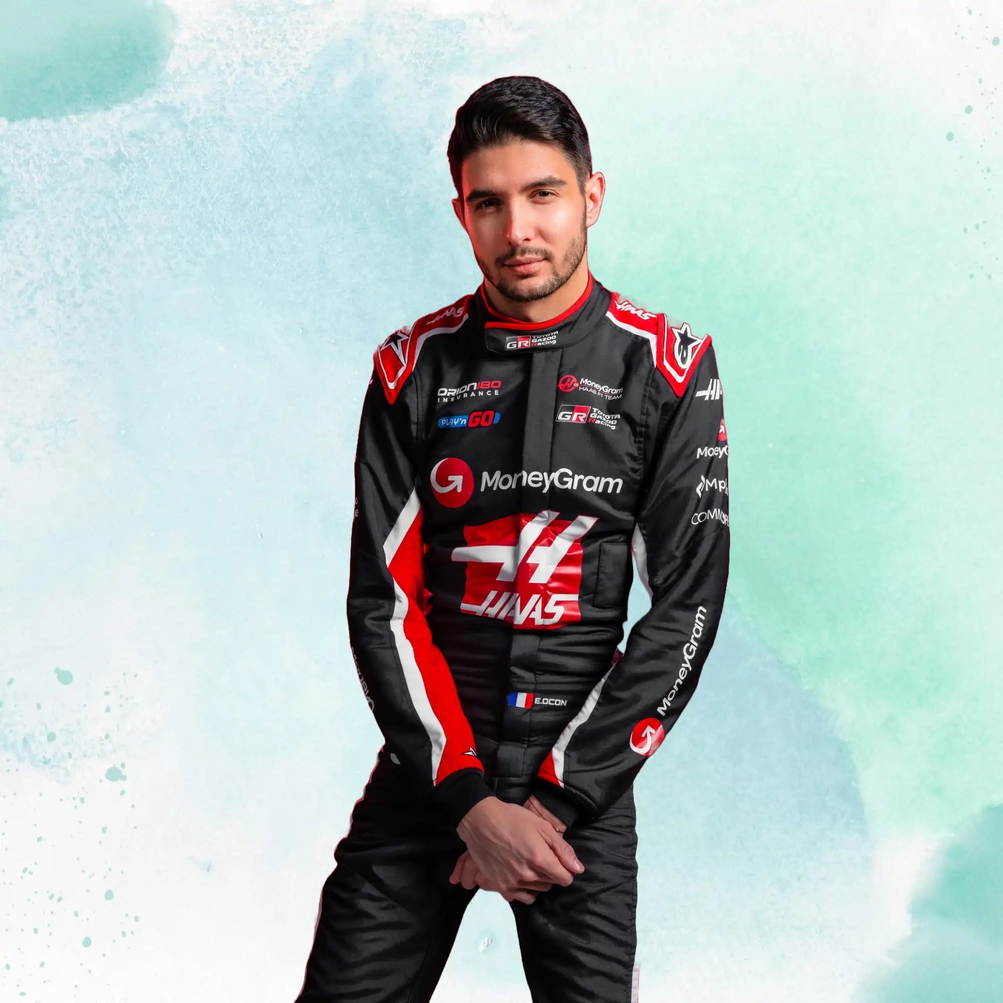 New 2025 Esteban Ocon & Oliver Bearman MoneyGram Haas F1 Team Replica Racing Suit