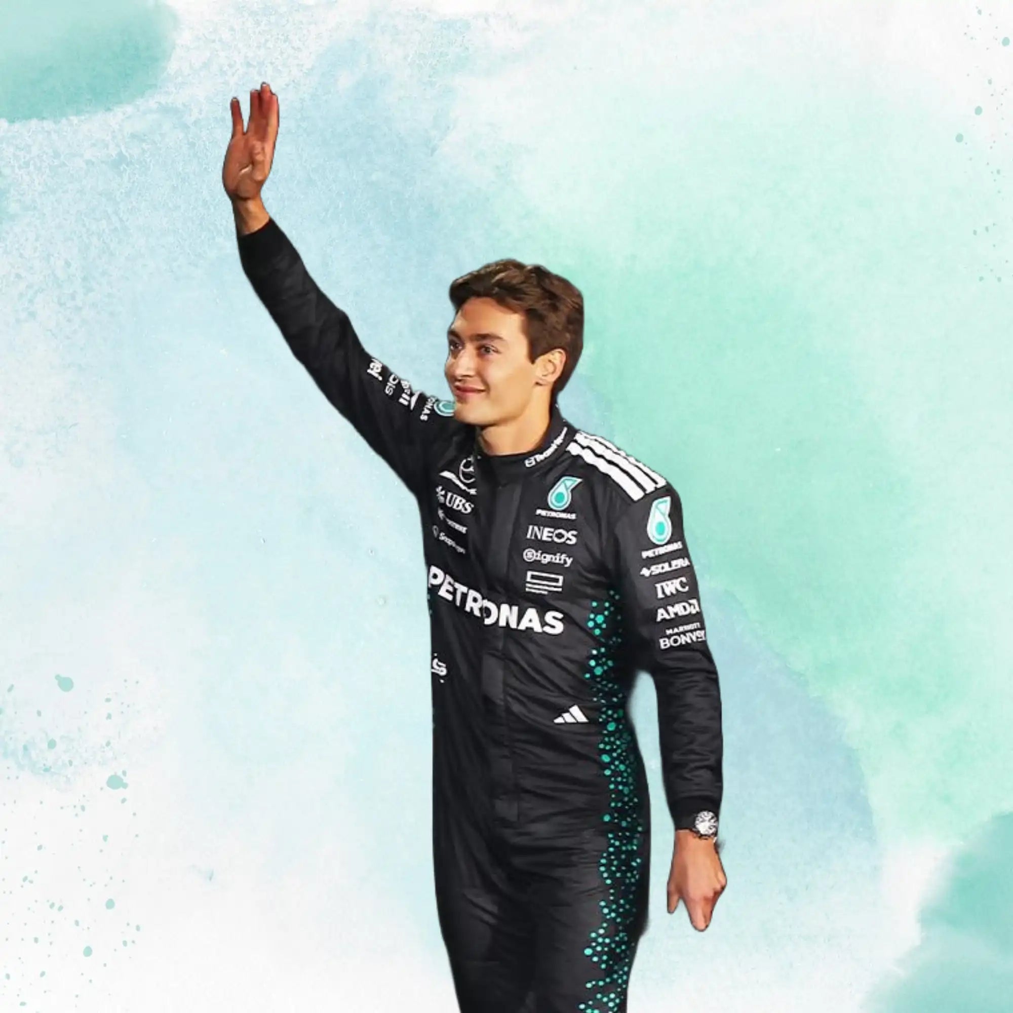 New 2025 George Russell Mercedes AMG F1 Replica Racing Suit