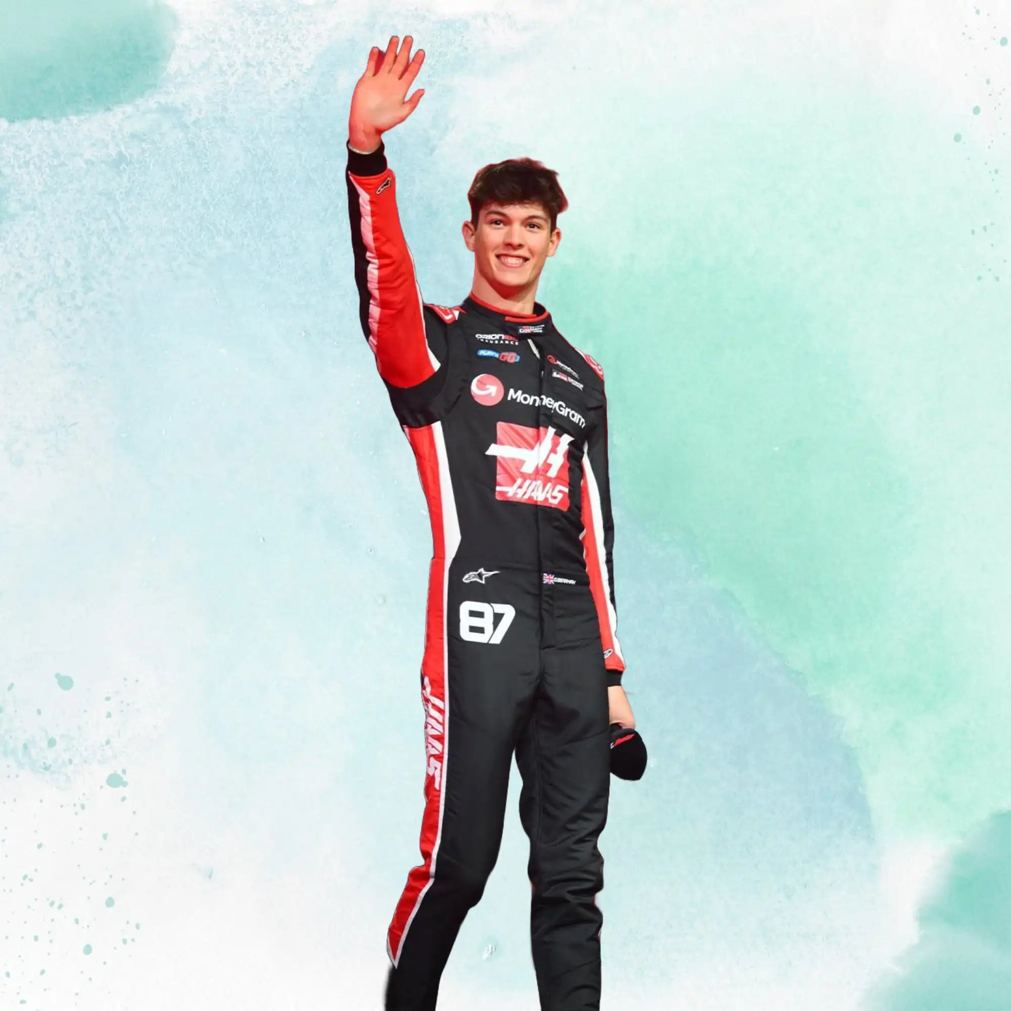New 2025 Esteban Ocon & Oliver Bearman MoneyGram Haas F1 Team Replica Racing Suit