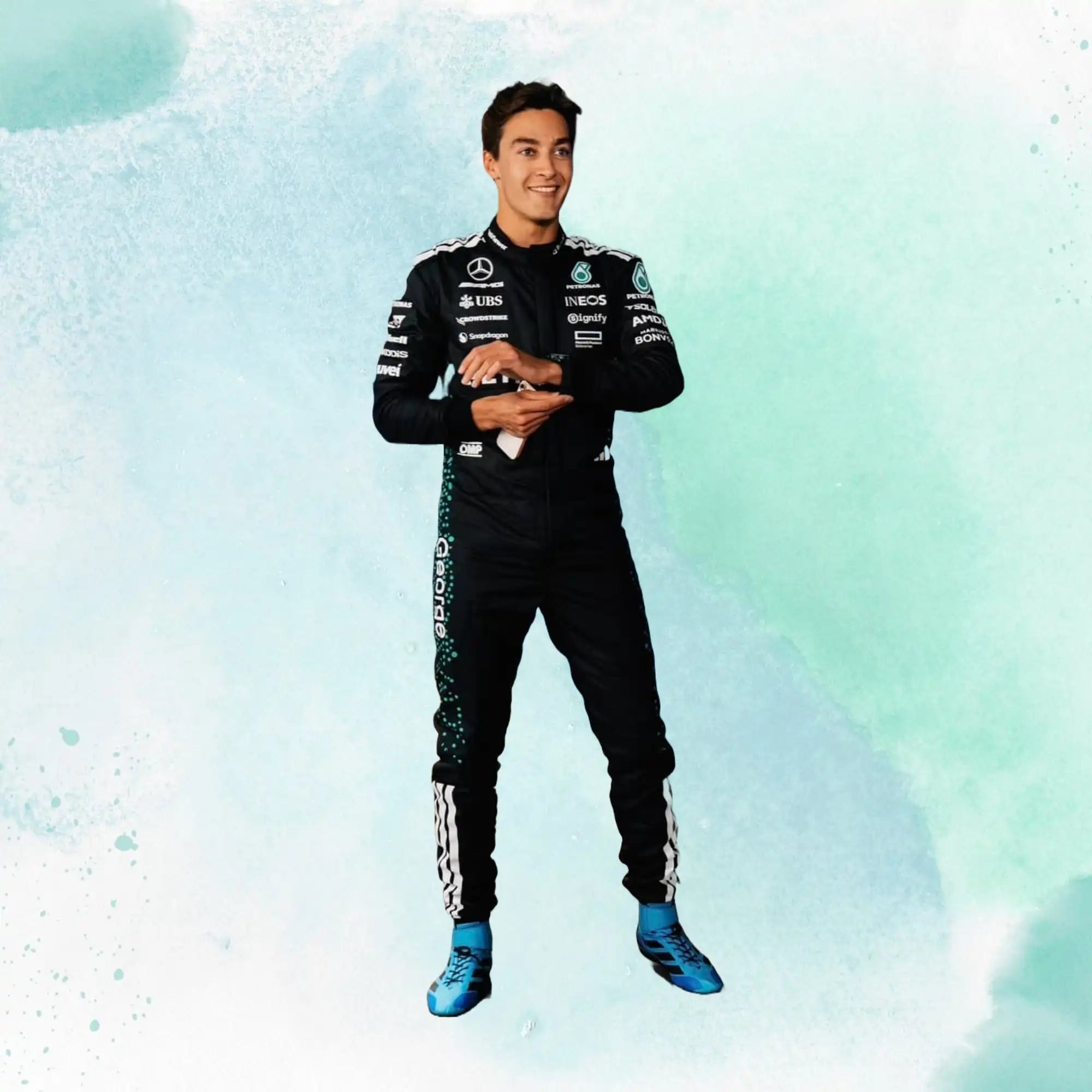 New 2025 George Russell & Andrea Kimi Antonelli Mercedes AMG F1 Replica Racing Suit