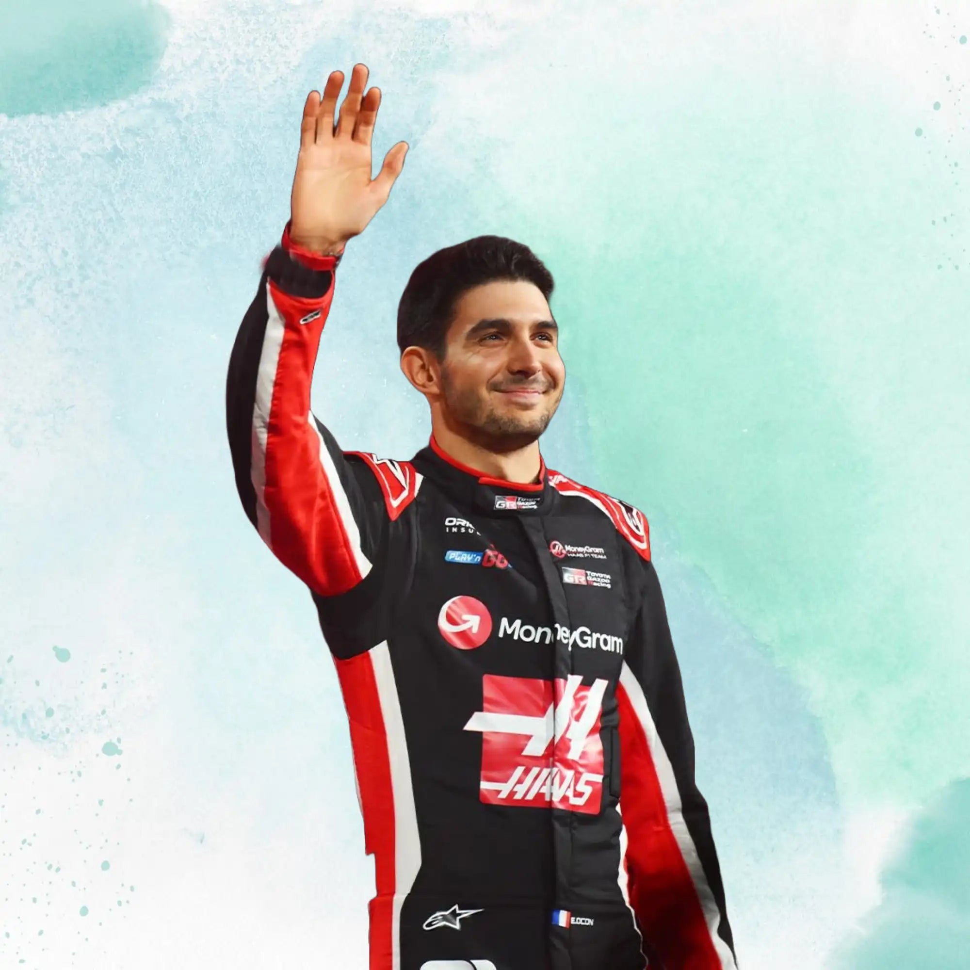 New 2025 Esteban Ocon & Oliver Bearman MoneyGram Haas F1 Team Replica Racing Suit
