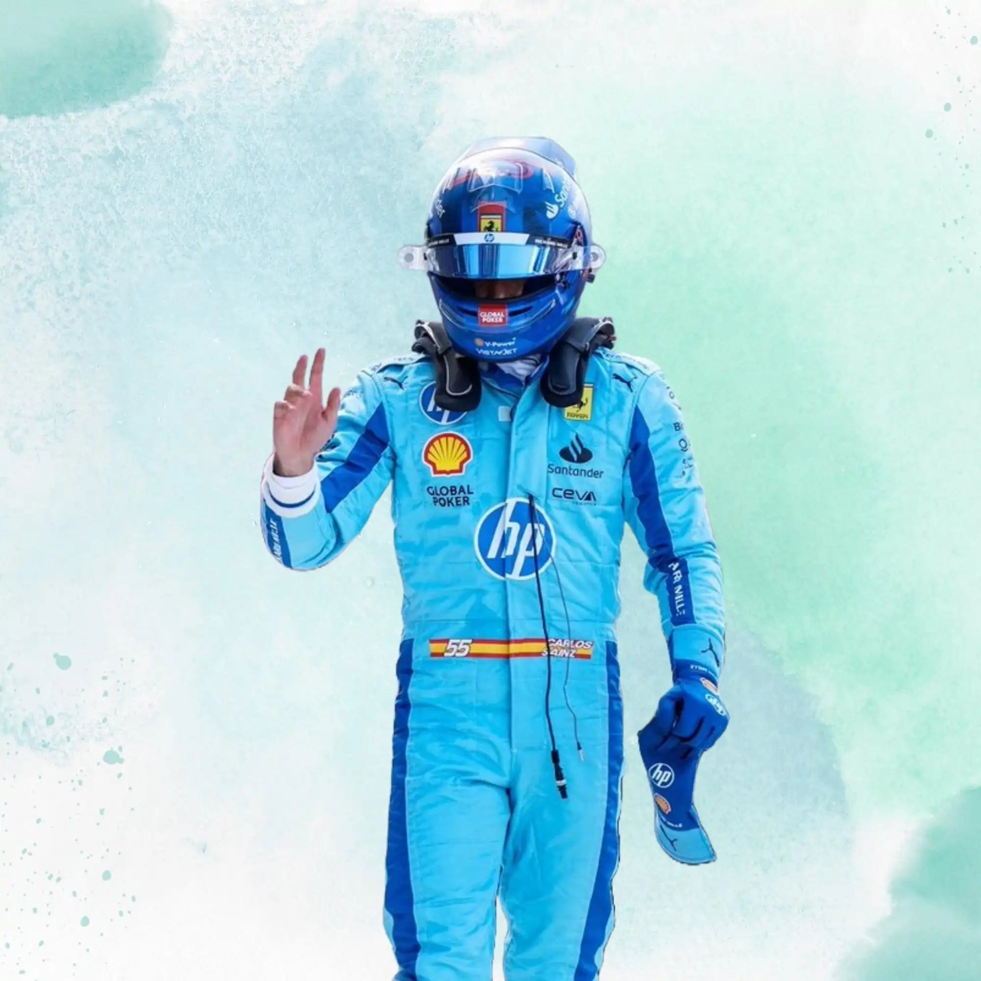 New 2024 Carlos Sainz jr HP Miami Grand Prix Scuderia Ferrari F1 Team Replica Racing Suit