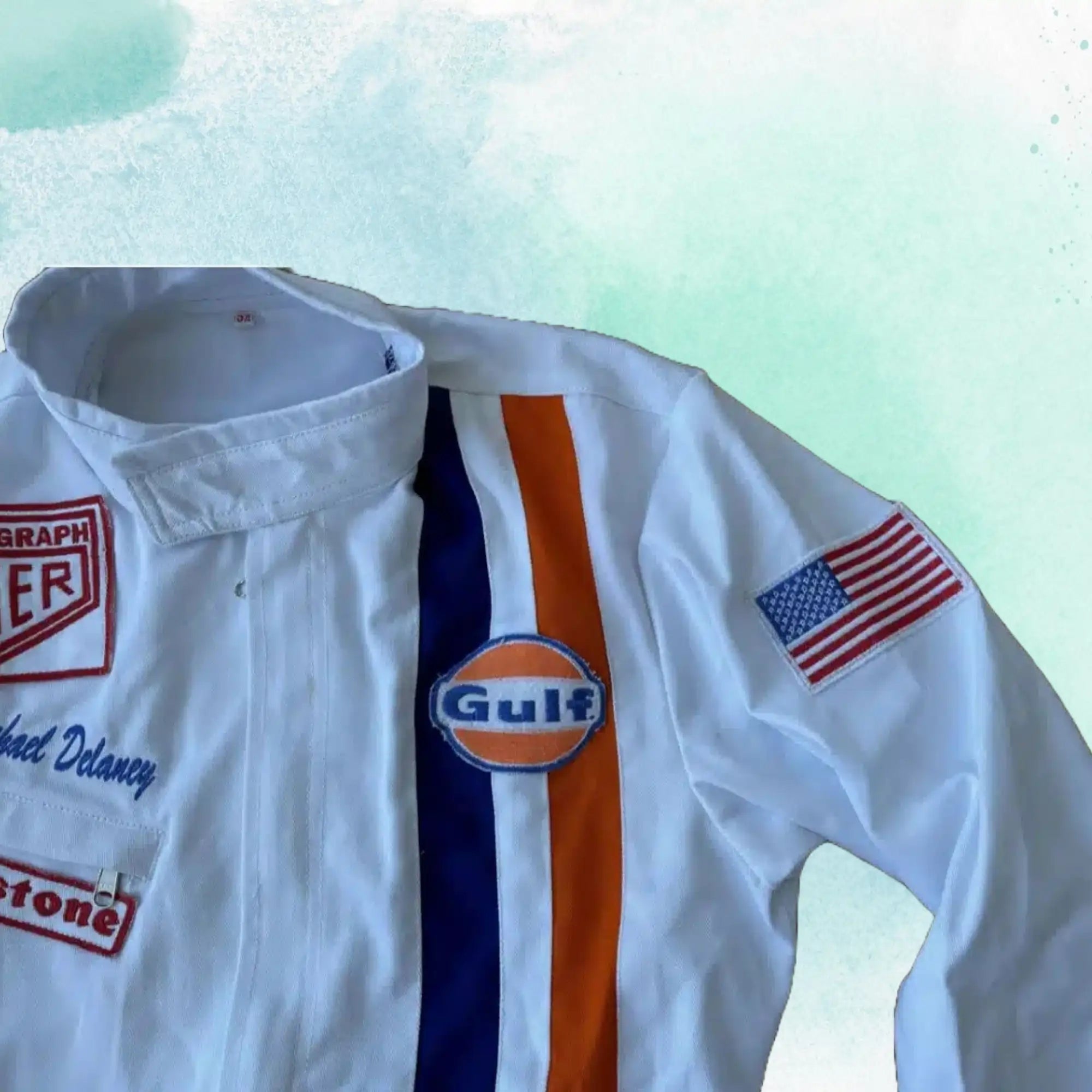 Michael Delaney Steve McQueen Le Mans 1971 Embroidery / Patch Replica Race Suit